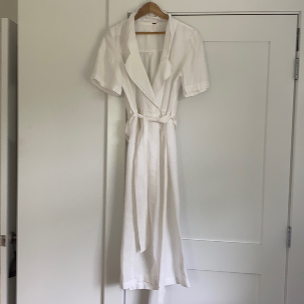 Free People white linen wrap dress size M